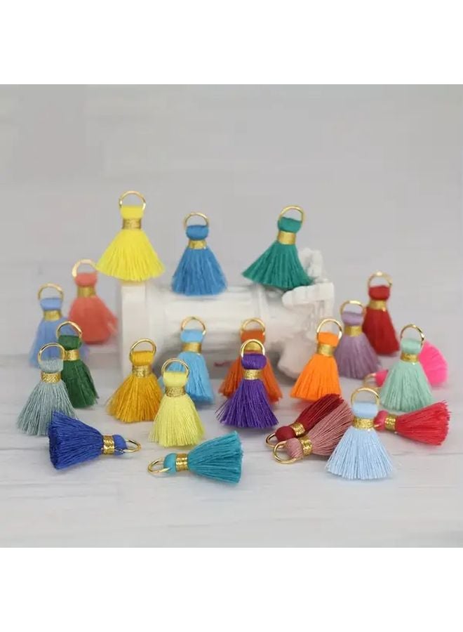 20 شرابة بيضاء يدوية الصنع مع حلقات أسلاك ذهبية لصنع المجوهرات DIY وتزيين القبعات - Image 5
